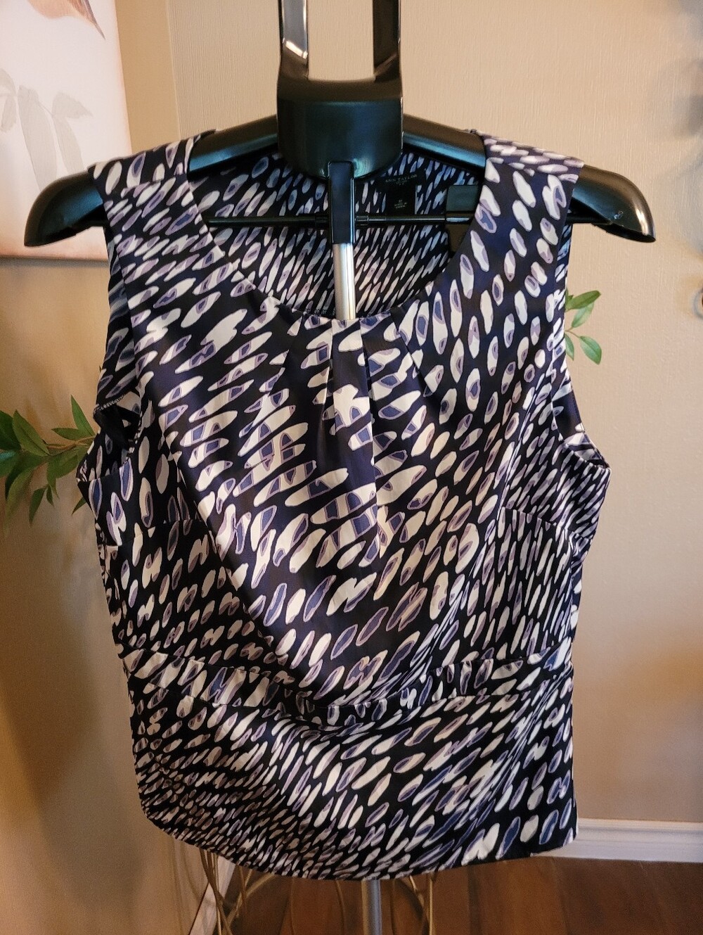 Ann Taylor Purple and White Printed Sleeveless Top